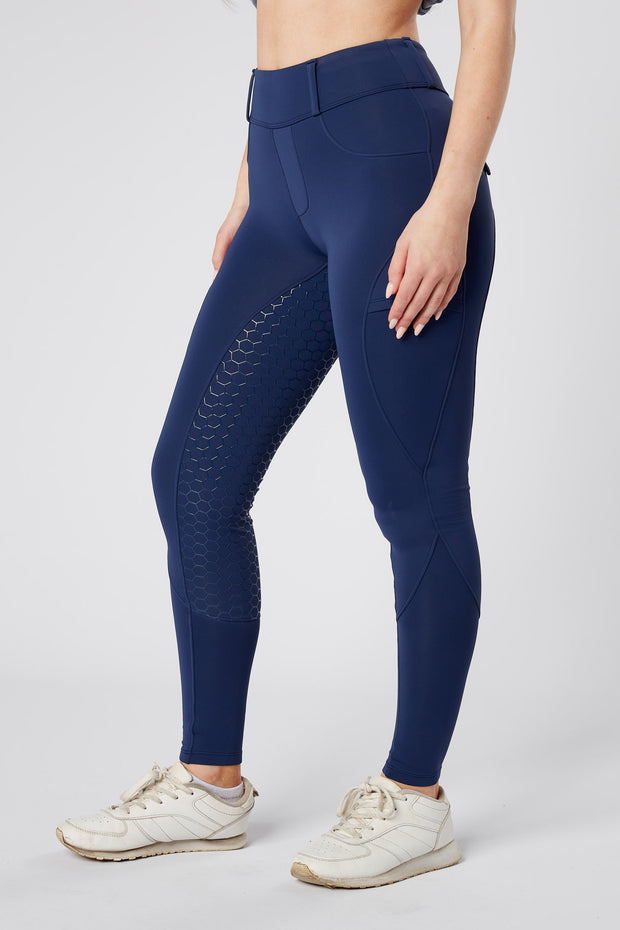 Dark Horse Weatherproof Full Silicone Seat Riding Tights - Navy