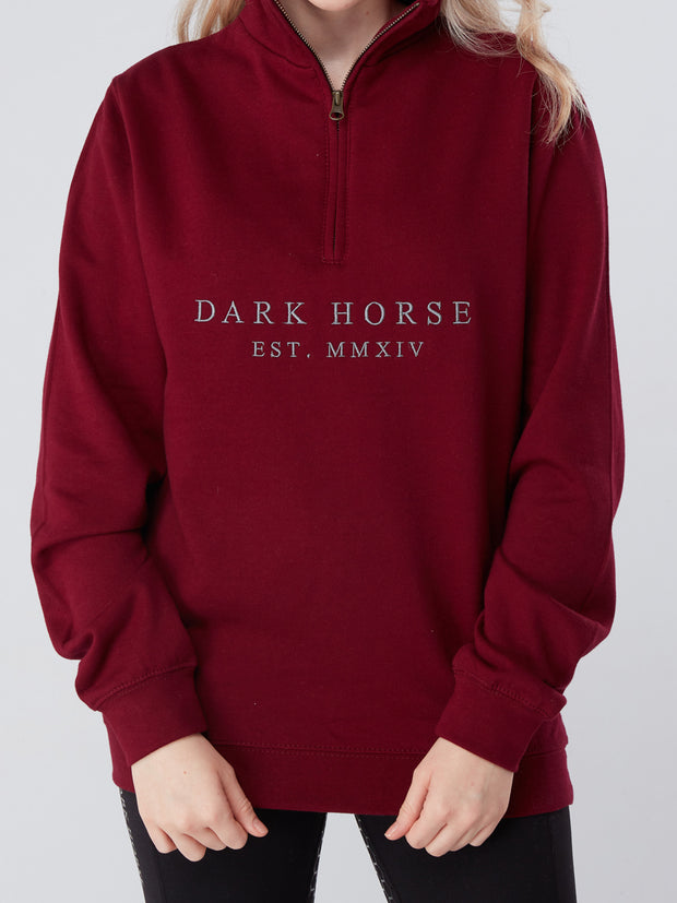 Men's Dark Horse Quarter Zip Est Sweatshirt - Burgundy