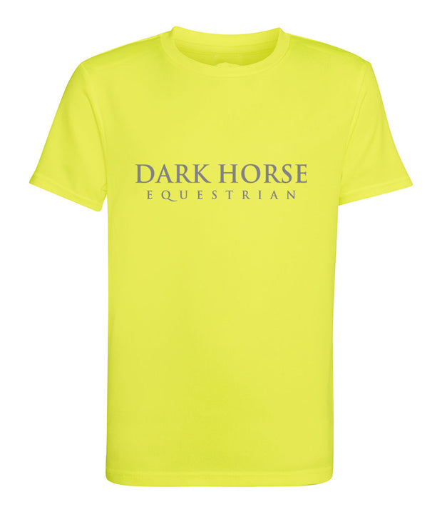 Young Rider Dark Horse TEAM Pro Tech T-shirt - Neon Yellow