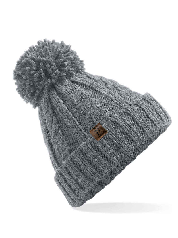Dark Horse Equestrian Cable Knit Beanie - Grey