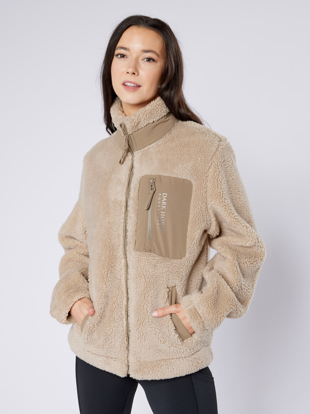 Dark Horse Deluxe Sherpa Fleece Jacket - Sand – darkhorseequestrian.co.uk