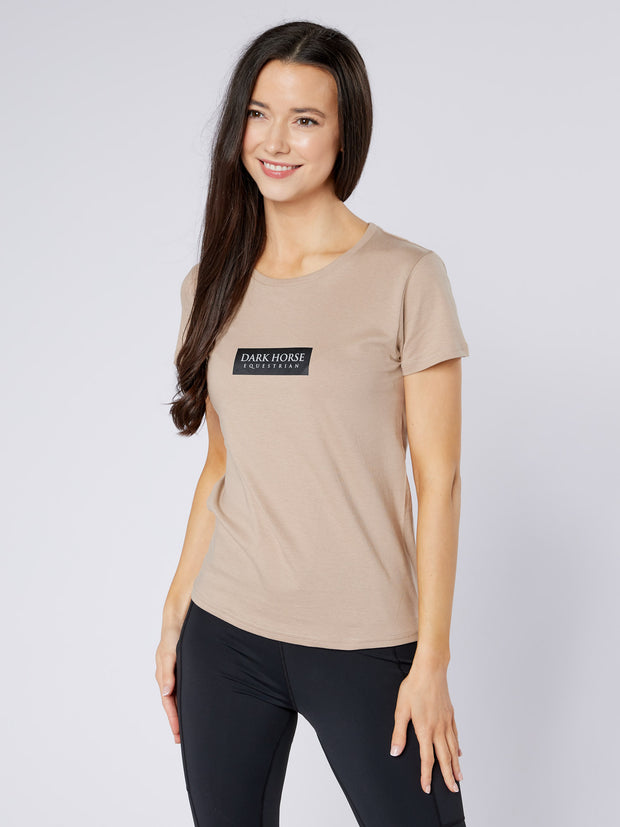 Dark Horse Ladies Classic Slogan T-Shirt - Almond