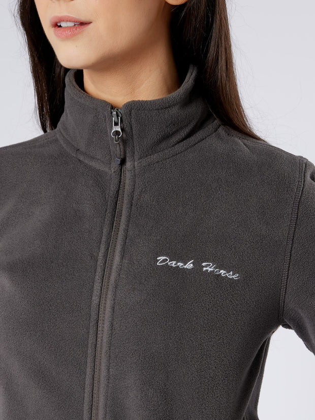 Dark Horse Zip Through Fleece Jacket - Charcoal