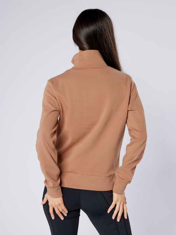 Dark Horse Ladies Signature Quarter Zip Sweatshirt - Caramel