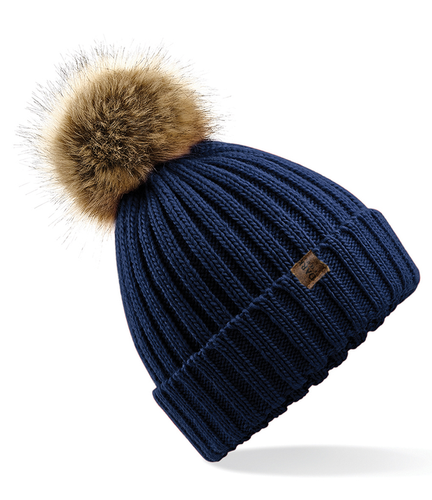 Young Rider Dark Horse Equestrian Bobble Hat - Navy