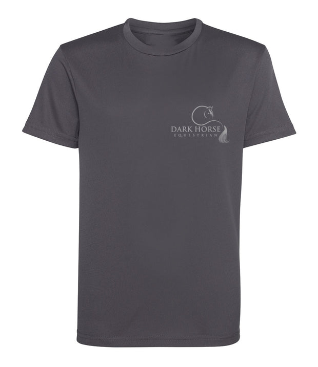 Young Rider Dark Horse Logo Pro Tech T-shirt - Charcoal