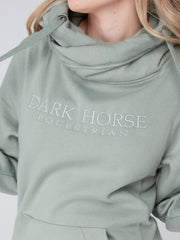Dark Horse Team Cross Neck Hoodie - Sage Green