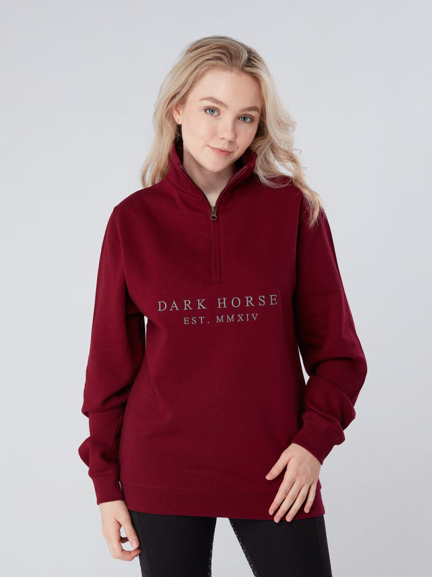 Dark Horse Quarter Zip Est Sweatshirt - Burgundy